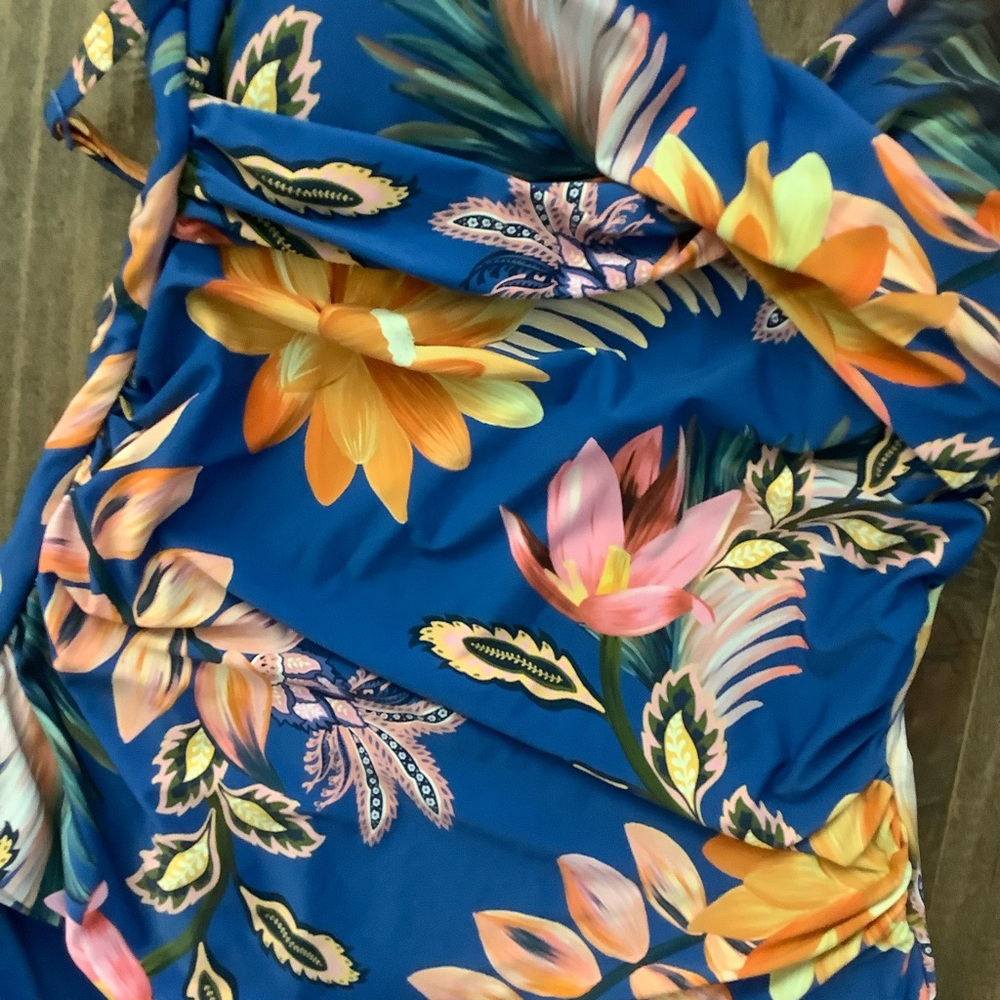Floral Paradise Blue Women's One Piece Swimsuit - Picture 3 of 7
